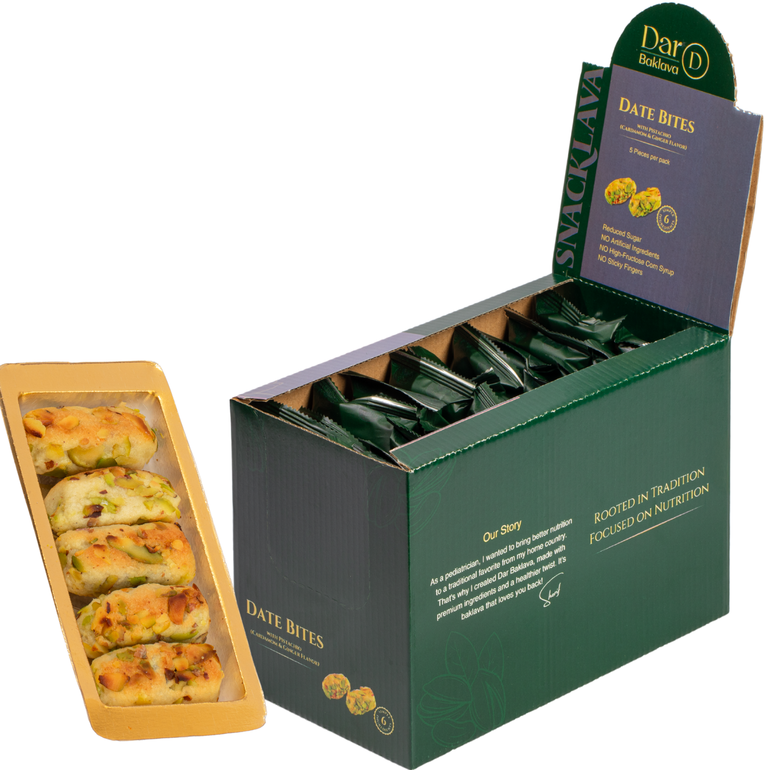 Cardamom Dates Pistachio - Snacklava® | 20 Packs