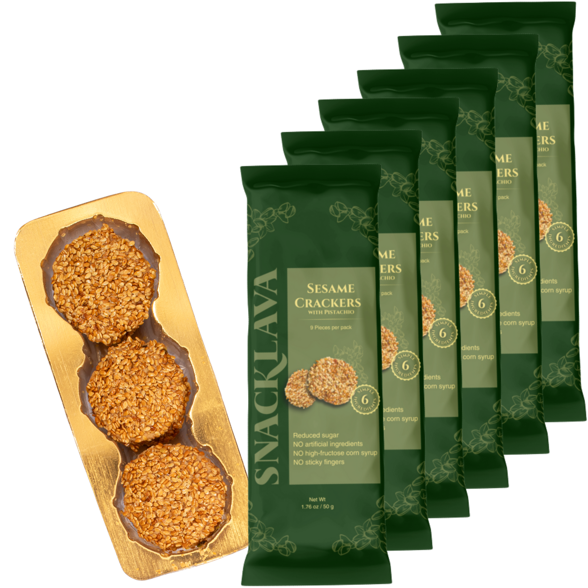 Sesame Crackers Pistachio - Snacklava® | 6 Packs