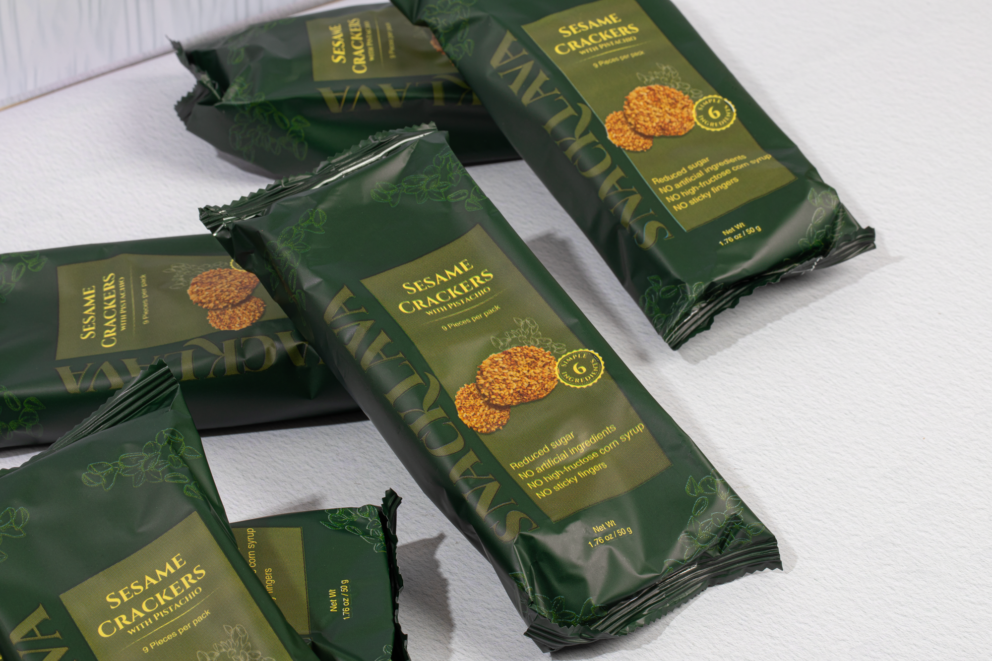 Sesame Crackers Pistachio - Snacklava® | 6 Packs