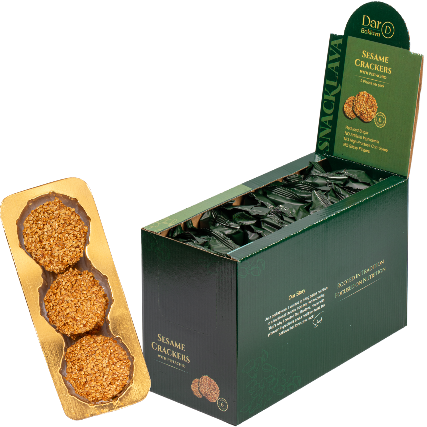 Sesame Crackers Pistachio - Snacklava® Dar Baklava